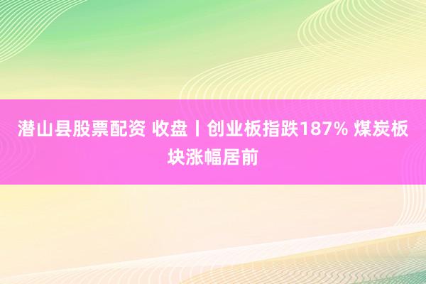 潜山县股票配资 收盘丨创业板指跌187% 煤炭板块涨幅居前