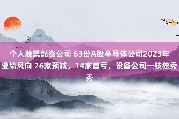 个人股票配资公司 63份A股半导体公司2023年业绩风向 26家预减，14家首亏，设备公司一枝独秀