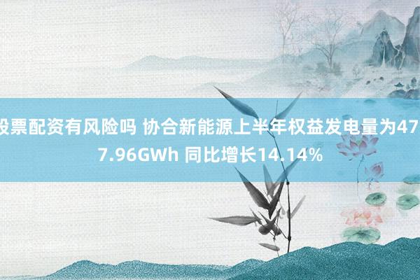 股票配资有风险吗 协合新能源上半年权益发电量为4737.96GWh 同比增长14.14%