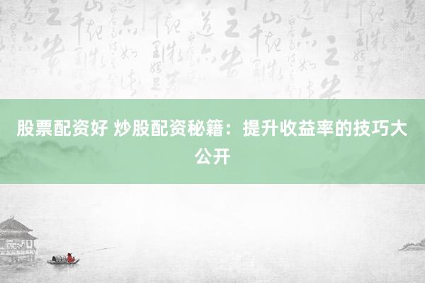股票配资好 炒股配资秘籍：提升收益率的技巧大公开